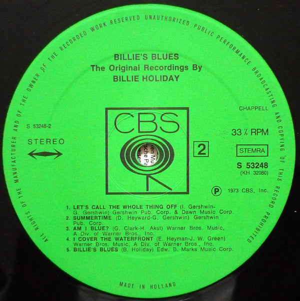 Billie Holiday - Billie's Blues (The Original Recordings By Billie Holiday) (LP Tweedehands) - Discords.nl