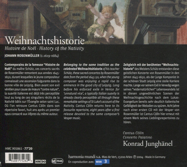 Johann Rosenmüller, Cantus Cölln, Concerto Palatino, Konrad Junghänel - Weihnachtshistorie (Histoire De Noël • History Of The Nativity) (CD Tweedehands) - Discords.nl