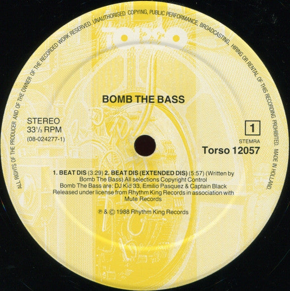Bomb The Bass - Beat Dis (12" Tweedehands) - Discords.nl