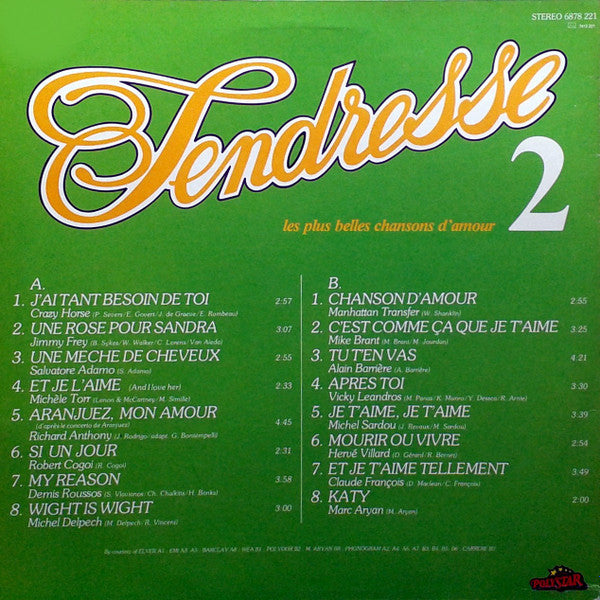 Various - Tendresse 2 Les Plus Belles Chansons D'amour (LP Tweedehands) - Discords.nl