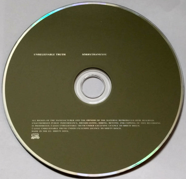 Unbelievable Truth - Sorrythankyou (CD Tweedehands) - Discords.nl