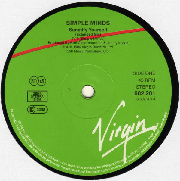 Simple Minds - Sanctify Yourself (Extended Mix) (12-inch) - Discords.nl