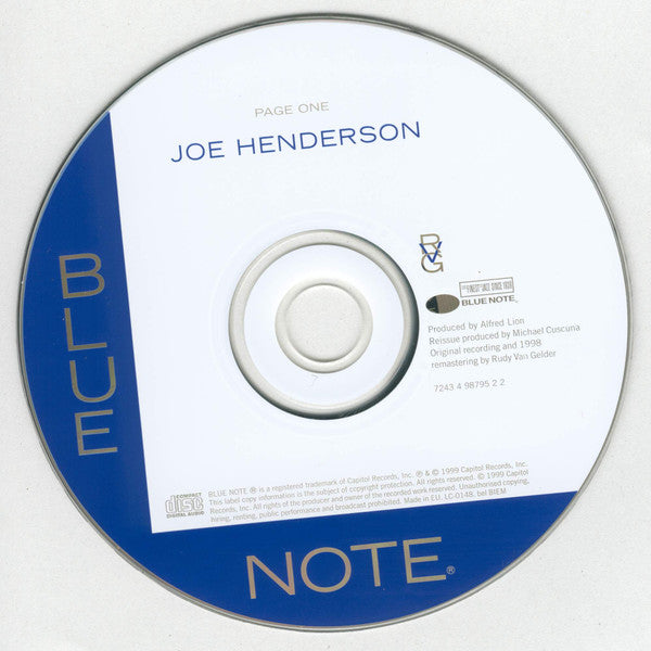 Joe Henderson - Page One (CD Tweedehands) - Discords.nl