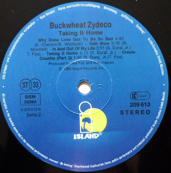 Buckwheat Zydeco - Taking It Home (LP Tweedehands) - Discords.nl