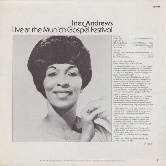 Inez Andrews - Live At The Munich Gospel Festival (LP Tweedehands) - Discords.nl