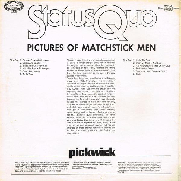 Status Quo - Pictures Of Matchstick Men (LP Tweedehands) - Discords.nl