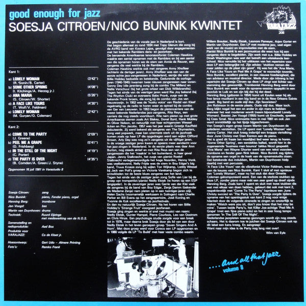 Soesja Citroen Met Het Nico Bunink Kwintet - Good Enough For Jazz (LP Tweedehands) - Discords.nl