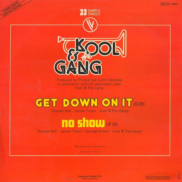 Kool & The Gang - Get Down On It / No Show (12" Tweedehands) - Discords.nl