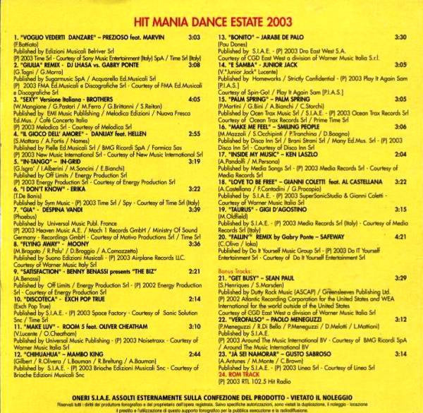 Various - Hit Mania Dance Estate 2003 (CD Tweedehands) - Discords.nl